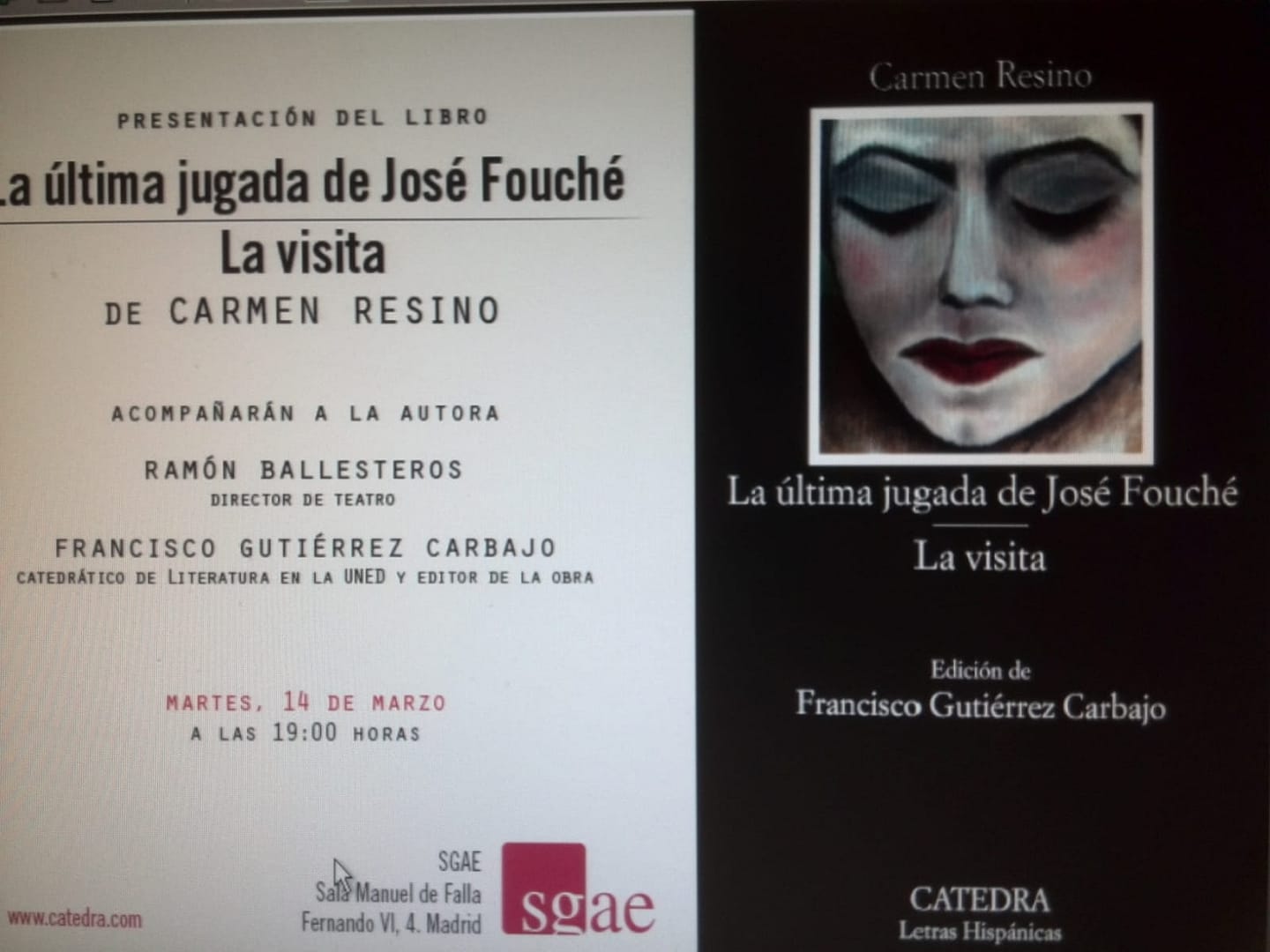 Lee más sobre el artículo Presentación del libro LA ÚLTIMA JUGADA DE JOSÉ FOUCHÉ – LA VISITA